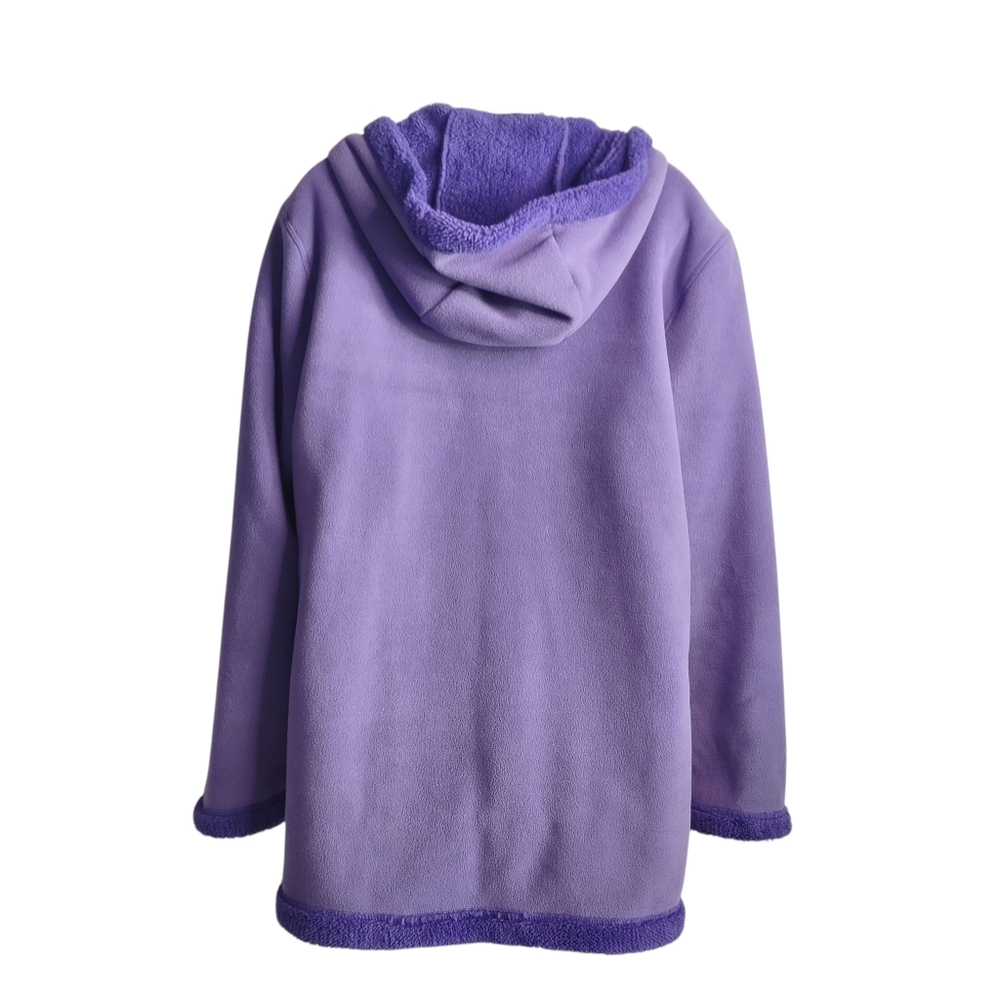 Totes Women's Purple Long Sleeve  Fleece Full Zip Up Hooded Jacket Size Large - Picture 2 of 9